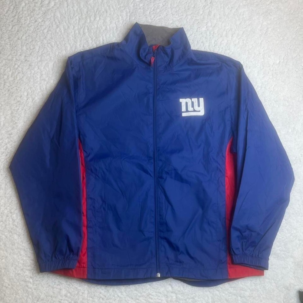 Y2K New York‎ giants men's red blue full zip windbreaker jacket embroidered xl